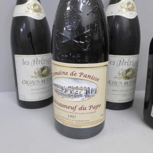 822 - Two bottles of Les Perdrigolles Crozes-Hermitage 1998, a bottle of Vielles Vignes Vielle Julienne, C... 