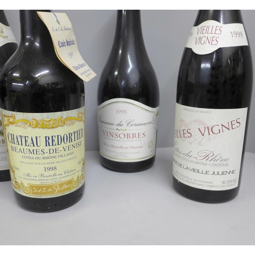 822 - Two bottles of Les Perdrigolles Crozes-Hermitage 1998, a bottle of Vielles Vignes Vielle Julienne, C... 