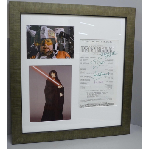 831 - A Star Wars autographed display by William Hootkins (Parkins) and Ian McDiarmid (Anton)