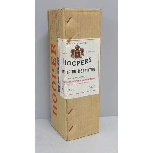 832 - A vintage bottle of Hooper's Port, 1937, still sealed in box