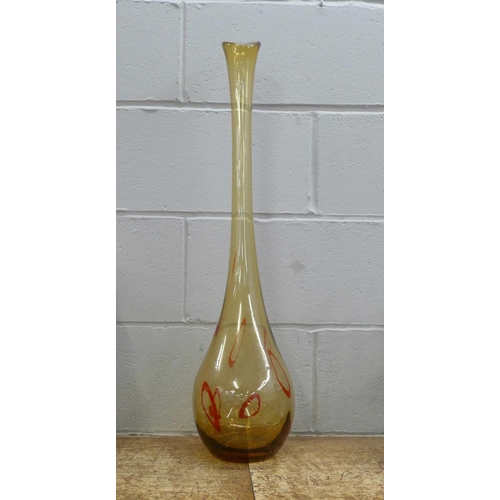 835A - A Murano style Red and smoky glass hand blown floor vase, 80cm