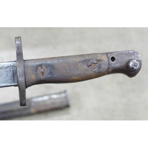 845 - A WWI Wilkinson bayonet and scabbard