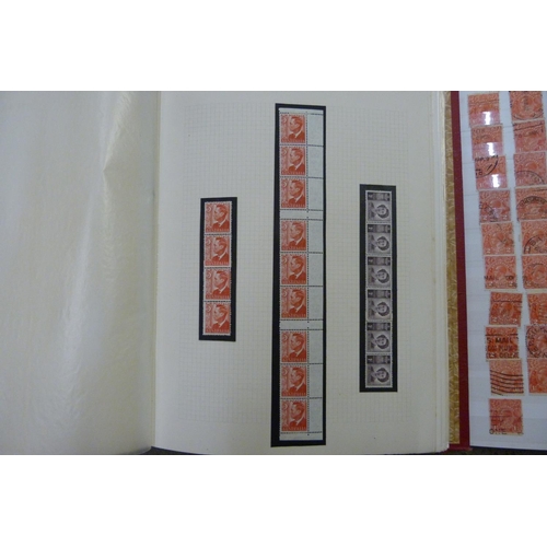 854 - Stamps; George V - George VI mint collection of plate blocks, coil pairs and strips, and some variet... 