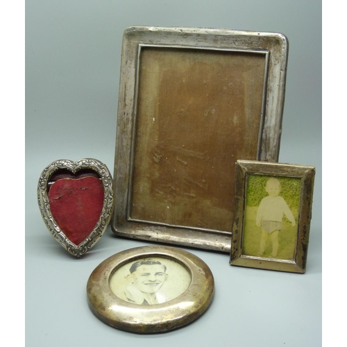 880 - Four silver photograph frames, a/f