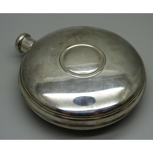 883 - A silver spirit flask, Birmingham marks, 161g