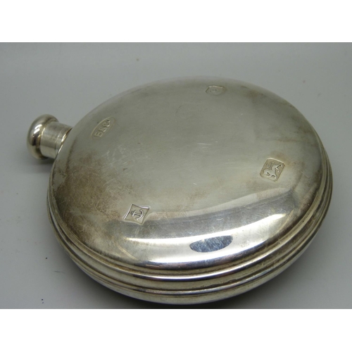 883 - A silver spirit flask, Birmingham marks, 161g