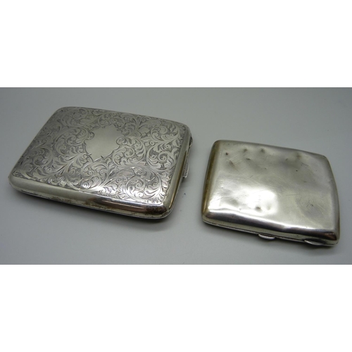 894 - Two silver cigarette cases, 244g