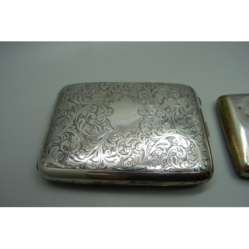 894 - Two silver cigarette cases, 244g