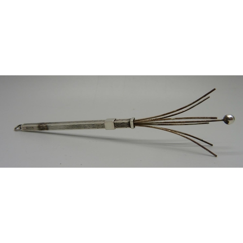 897 - A silver cocktail whisk, Birmingham 1938