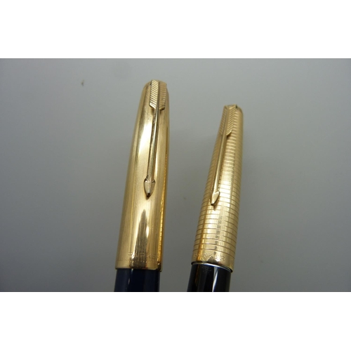 916 - A Parker ink pen with 14ct gold 'ducks foot' nib and a Parker 51 pen