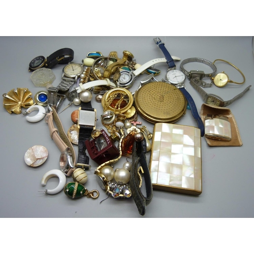 935 - Costume jewellery, compacts and wristwatches