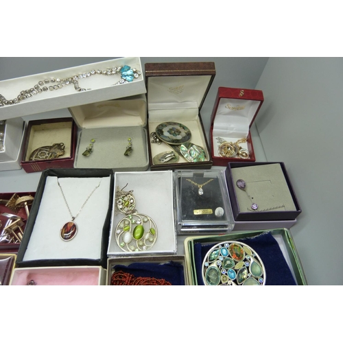 940 - A collection of costume jewellery including some silver items