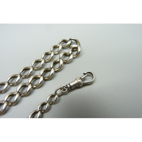 947 - A silver Albert chain, 36g