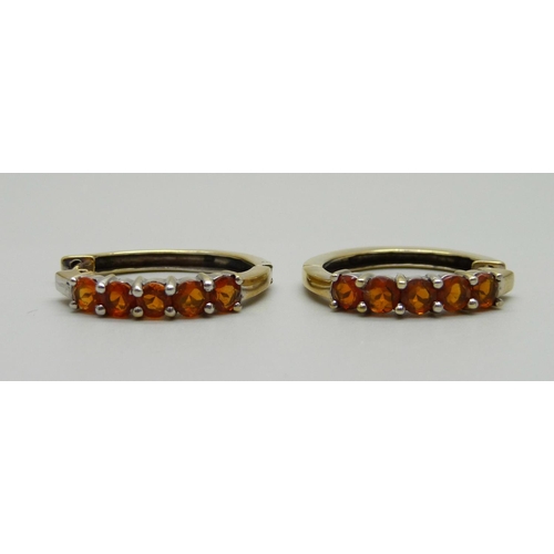 970 - A pair of silver gilt and sunstone earrings