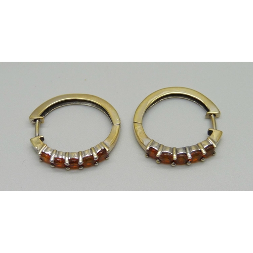 970 - A pair of silver gilt and sunstone earrings