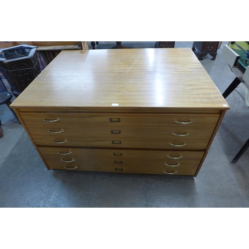 176 - A teak six drawer plan chest