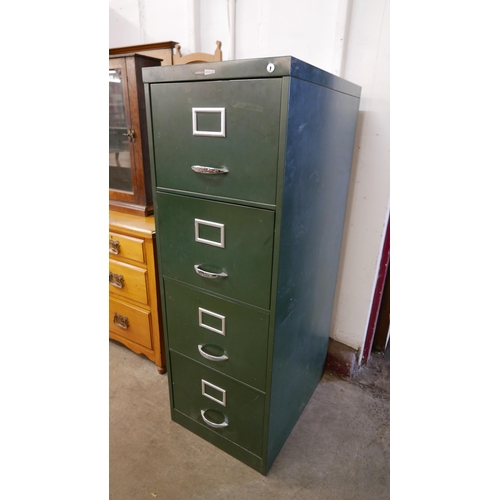 201 - A Harvey Milner green metal filing cabinet