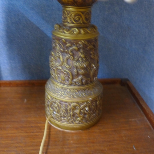 230 - An abacus based table lamp and gilt table lamp