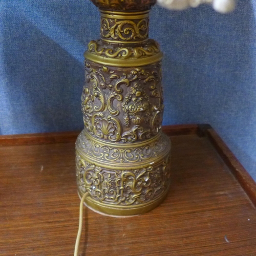 230 - An abacus based table lamp and gilt table lamp