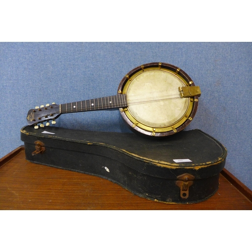 280 - A Bell Tone banjo, cased