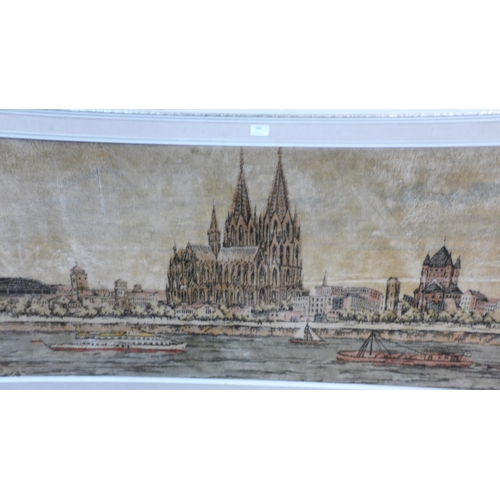 289 - A German woollen tapestry, depicting Cologne, framed