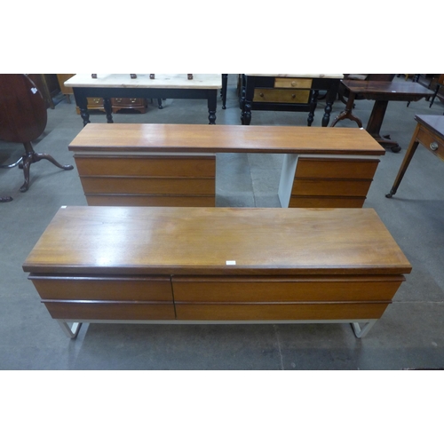 37A - A B.C.M. teak and white laminate chest of drawers and dressing table