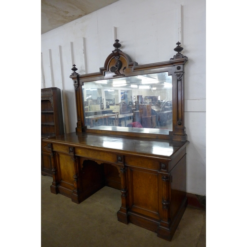 65 - A large Victorian pollard oak mirrorback sideboard, manner of Gillows, Lancaster