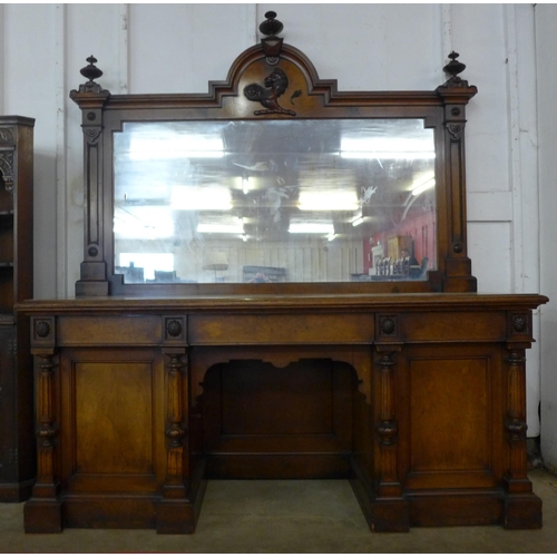 65 - A large Victorian pollard oak mirrorback sideboard, manner of Gillows, Lancaster