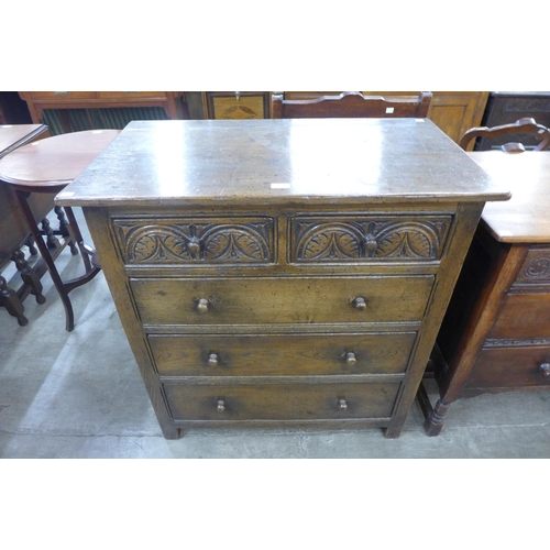 67 - A 17th Century style carved Ipswich oak chest of drawers