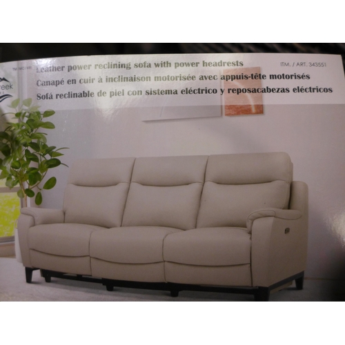 3004 - Kuka Barrett 3 Seater Light Grey Power Reclining Sofa, (Marked) original RRP £1333.33 + VAT (297-23)... 