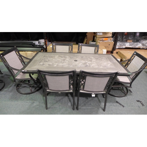 3013 - Agio Turner 7 Piece Sling Dining Set, (marked/damaged, arms split). Original RRP £1249.99 + VAT (297... 