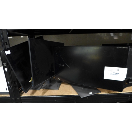 3064 - Three Dell Flat Panel Computer Monitors on Adjustable Swivel Stands - damaged - (model numbers: P271... 