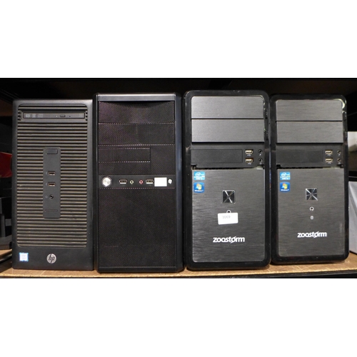 3069 - 4 Mixed tower computers - 2 Zoostorm, 1 HP & 1 Zentra - (No HDD's)* this lot is subject to VAT