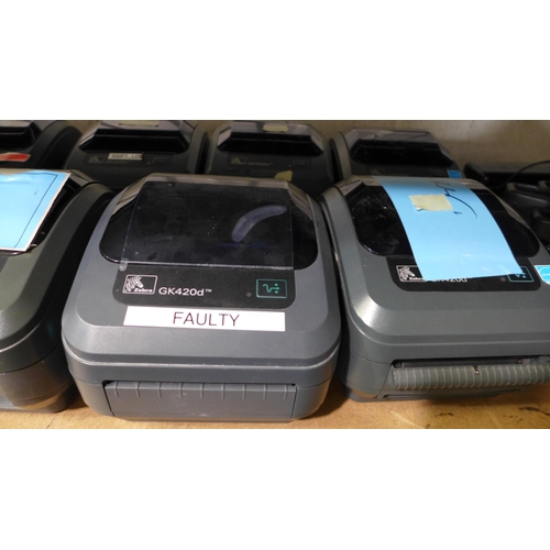 3074 - 16 Zebra mini label printers - (Models GK420D & ZD421) * this lot is subject to VAT