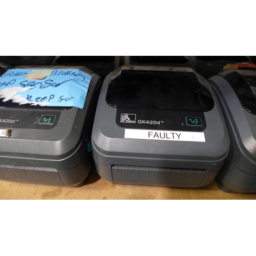 3074 - 16 Zebra mini label printers - (Models GK420D & ZD421) * this lot is subject to VAT