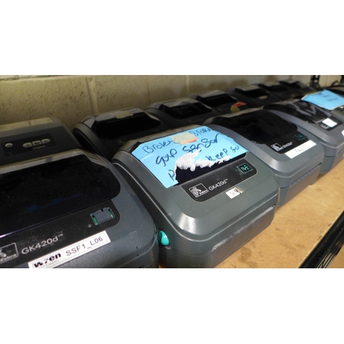 3074 - 16 Zebra mini label printers - (Models GK420D & ZD421) * this lot is subject to VAT