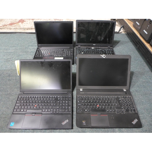 3075 - 4 Laptops - 3 Lenovo Think Pads & Acer Aspire - (No HDD's) - (Models E550/E590 & E15) - (Model: MS23... 