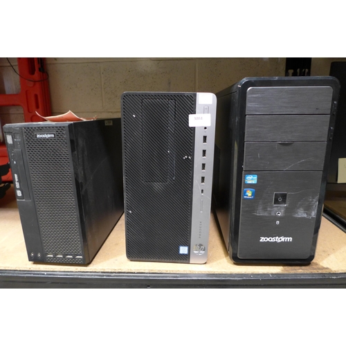 3084 - 3 Computer towers - 2 Zoostorm & 1 HP Prodesk * this lot is subject to VAT