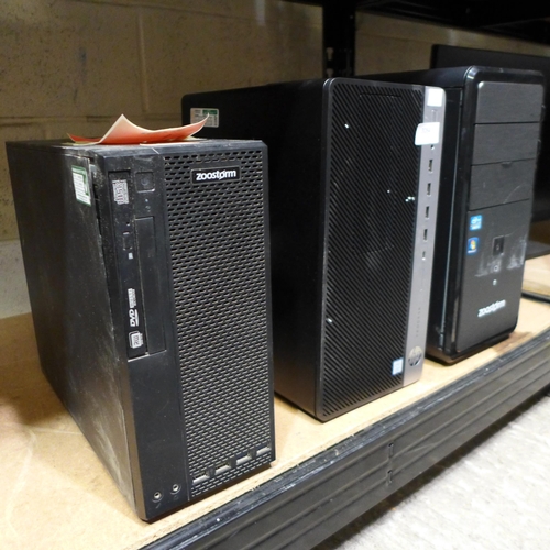 3084 - 3 Computer towers - 2 Zoostorm & 1 HP Prodesk * this lot is subject to VAT