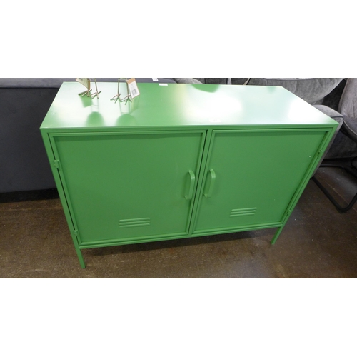 1457 - A green metal two door sideboard