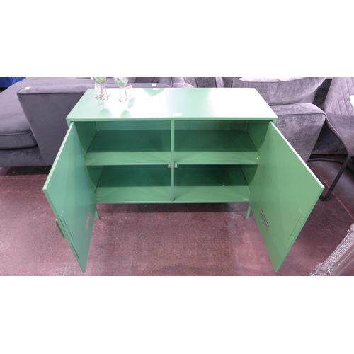 1457 - A green metal two door sideboard