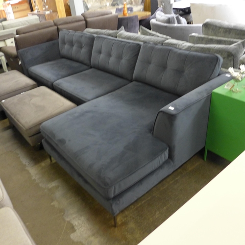 1459 - A large charcoal velvet 'L' shaped sofa