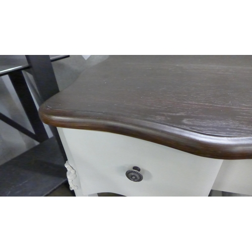 1468 - A white dressing table/desk with contrast top and stool