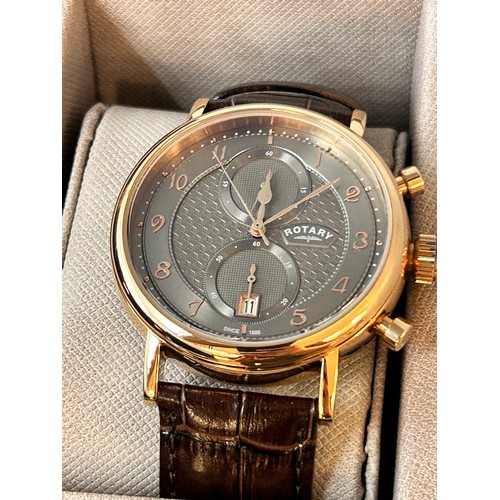 2104 - A Rotary brown multi dial wristwatch with leather crocodile strap * this lot is subject to VAT