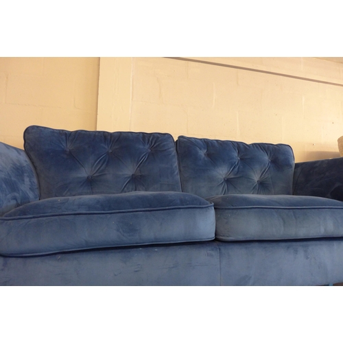 1578 - A Hoxton deep blue velvet three seater sofa