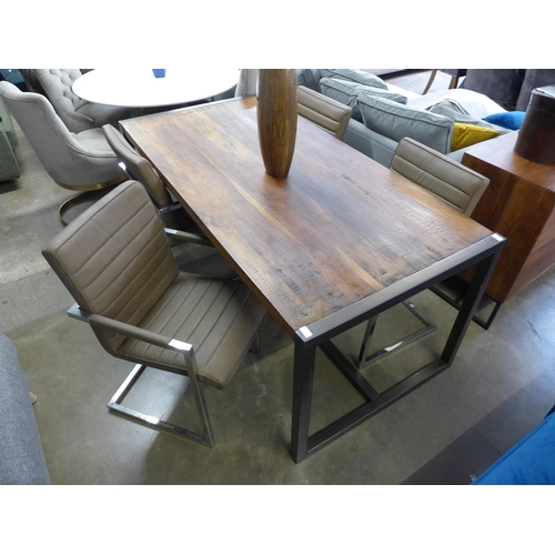 1421 - A Fire 1.8m dining table with a set of four Aaryan dining chairs, some scuffs to chairs * this lot i... 