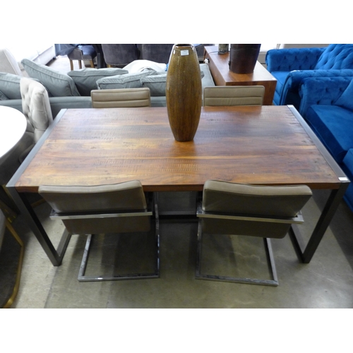 1421 - A Fire 1.8m dining table with a set of four Aaryan dining chairs, some scuffs to chairs * this lot i... 