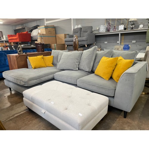 1429 - A moonrock grey velvet LHF corner sofa