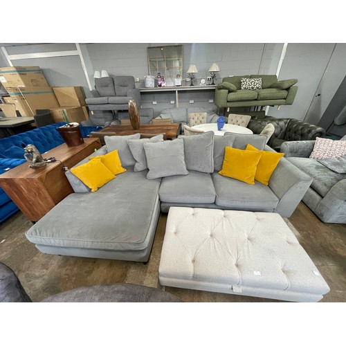 1429 - A moonrock grey velvet LHF corner sofa