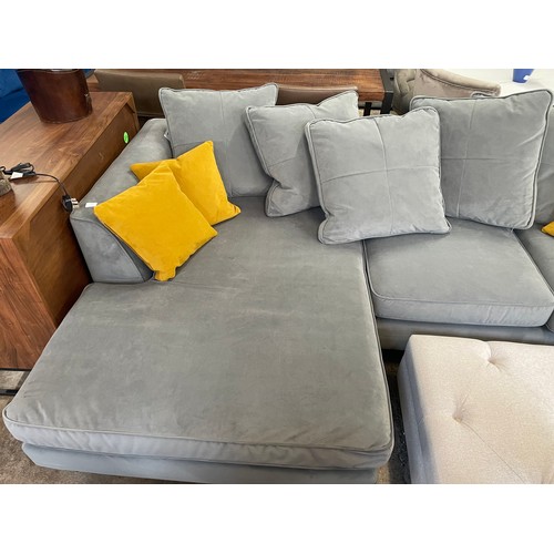 1429 - A moonrock grey velvet LHF corner sofa